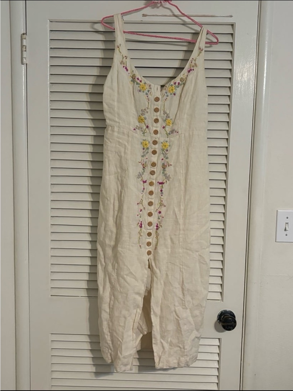 Free People  Embroidered Button Front Midi Dress size S - Picture 2 of 10